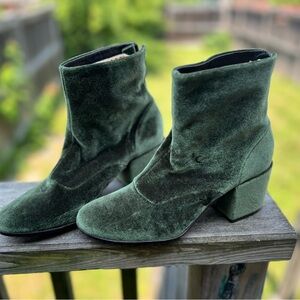 Green Velvet Ankle Boots